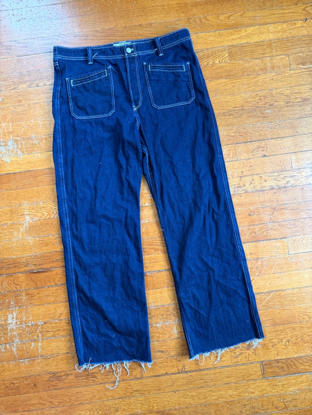 We The Free Indigo Wide-Leg Jeans with Frayed Hem